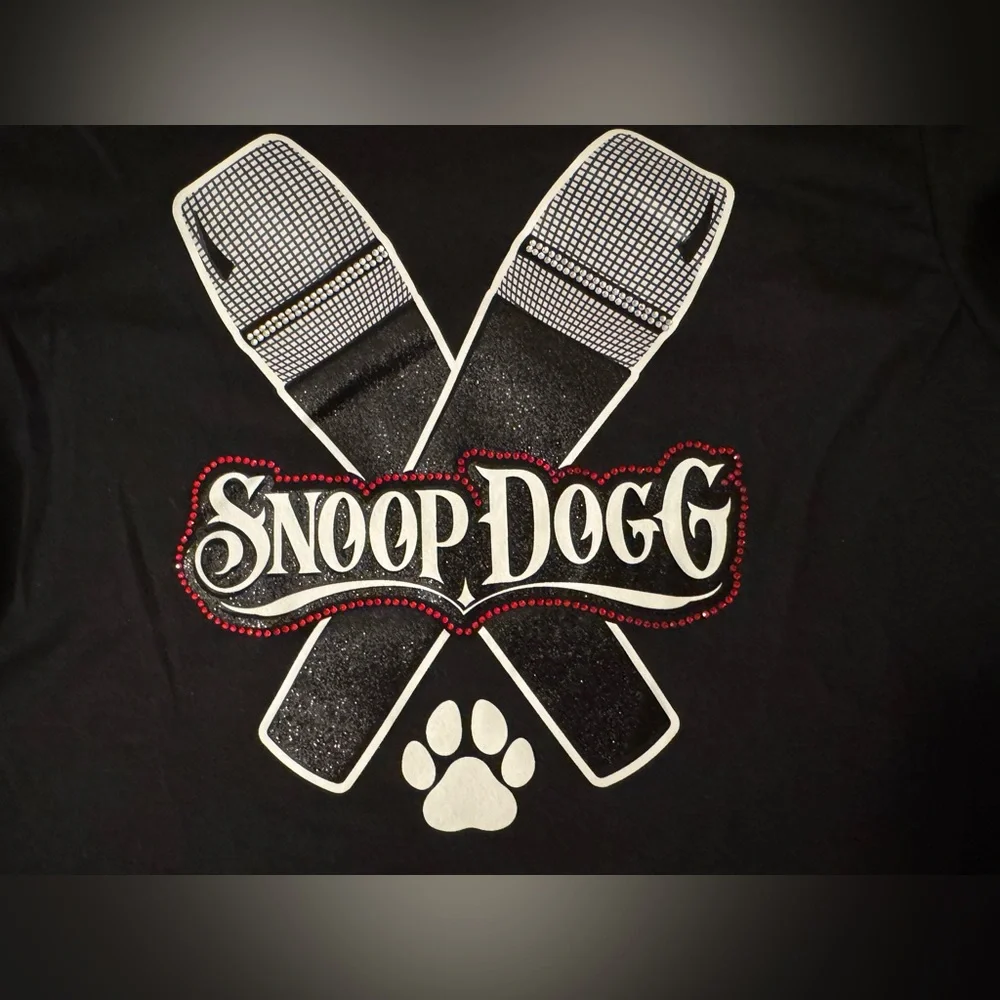 New Snoop Dogg Blink Glitter Mic Microphone black Dog shirt Extra Large XL